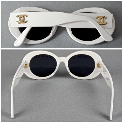 oversized vintage chanel sunglasses|chanel sunglasses with white trim.